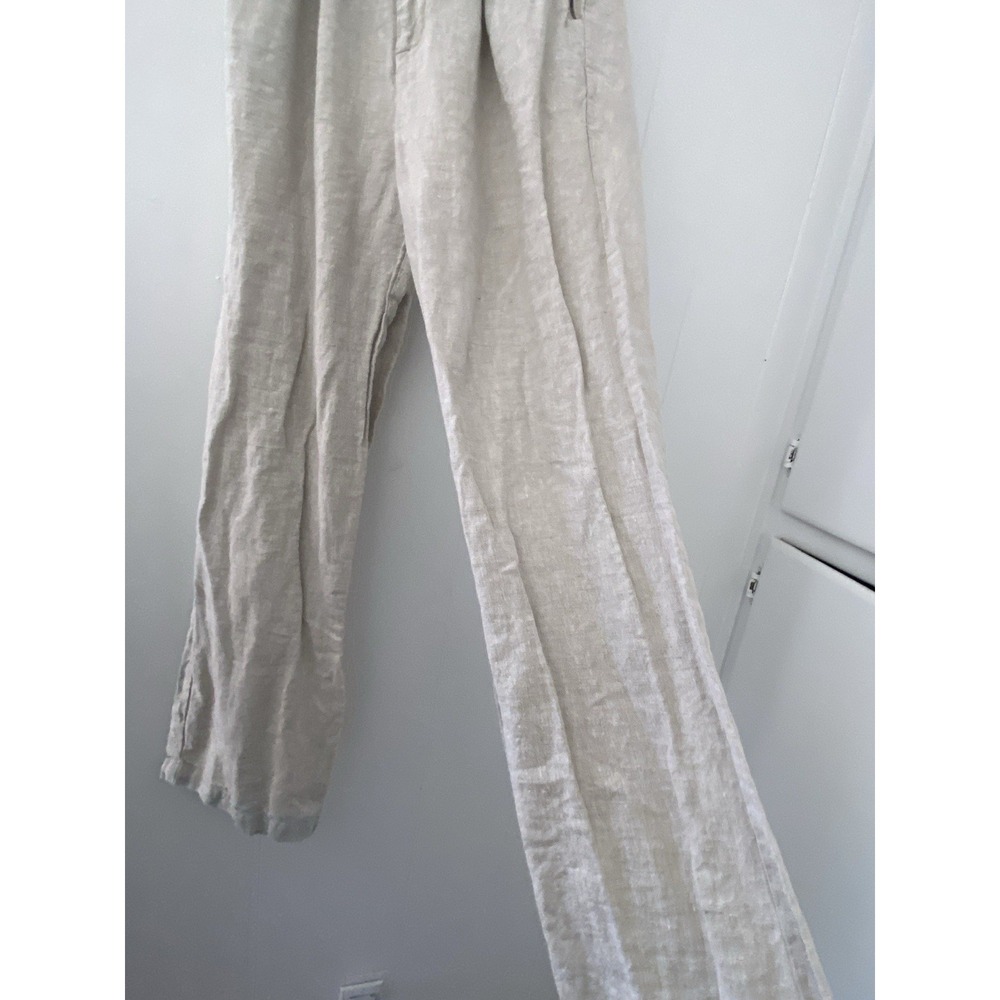REFORMATION Oatmeal Vesta 100% Linen Pleated High Rise Pant Beachy Coastal Sz 2 - Picture 3 of 7